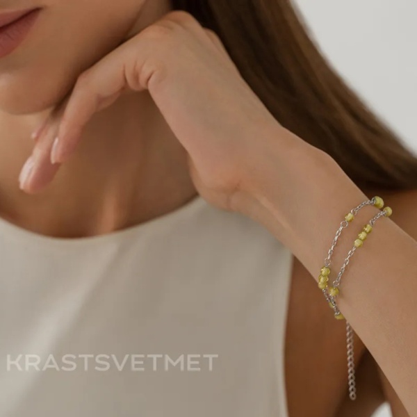 Браслет из серебра с хризолитом